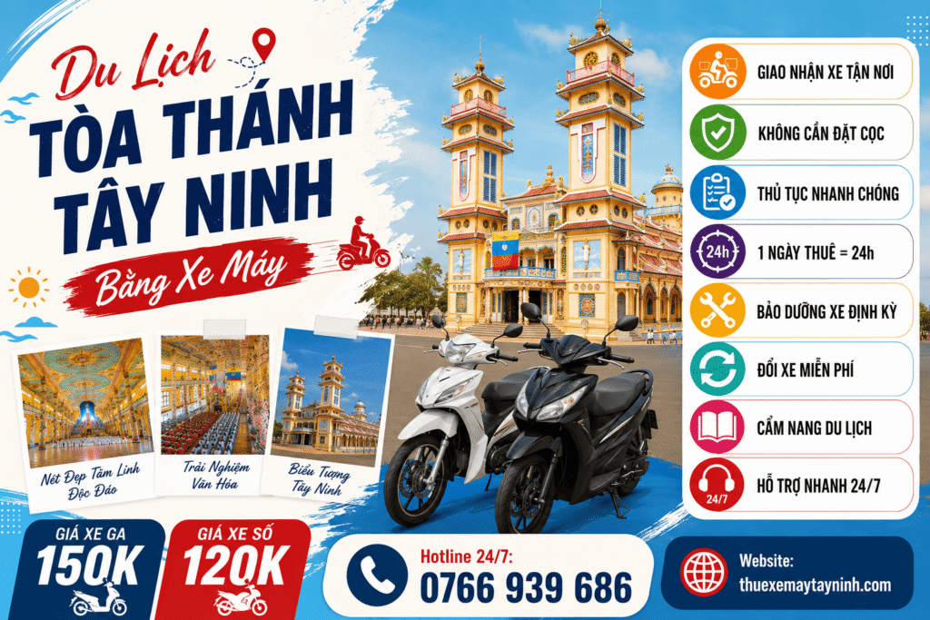 Du Lịch TÒA THÁNH TÂY NINH Bằng Xe Máy Ngắm Chiều Tà 1 Du Lịch TÒA THÁNH TÂY NINH Bằng Xe Máy